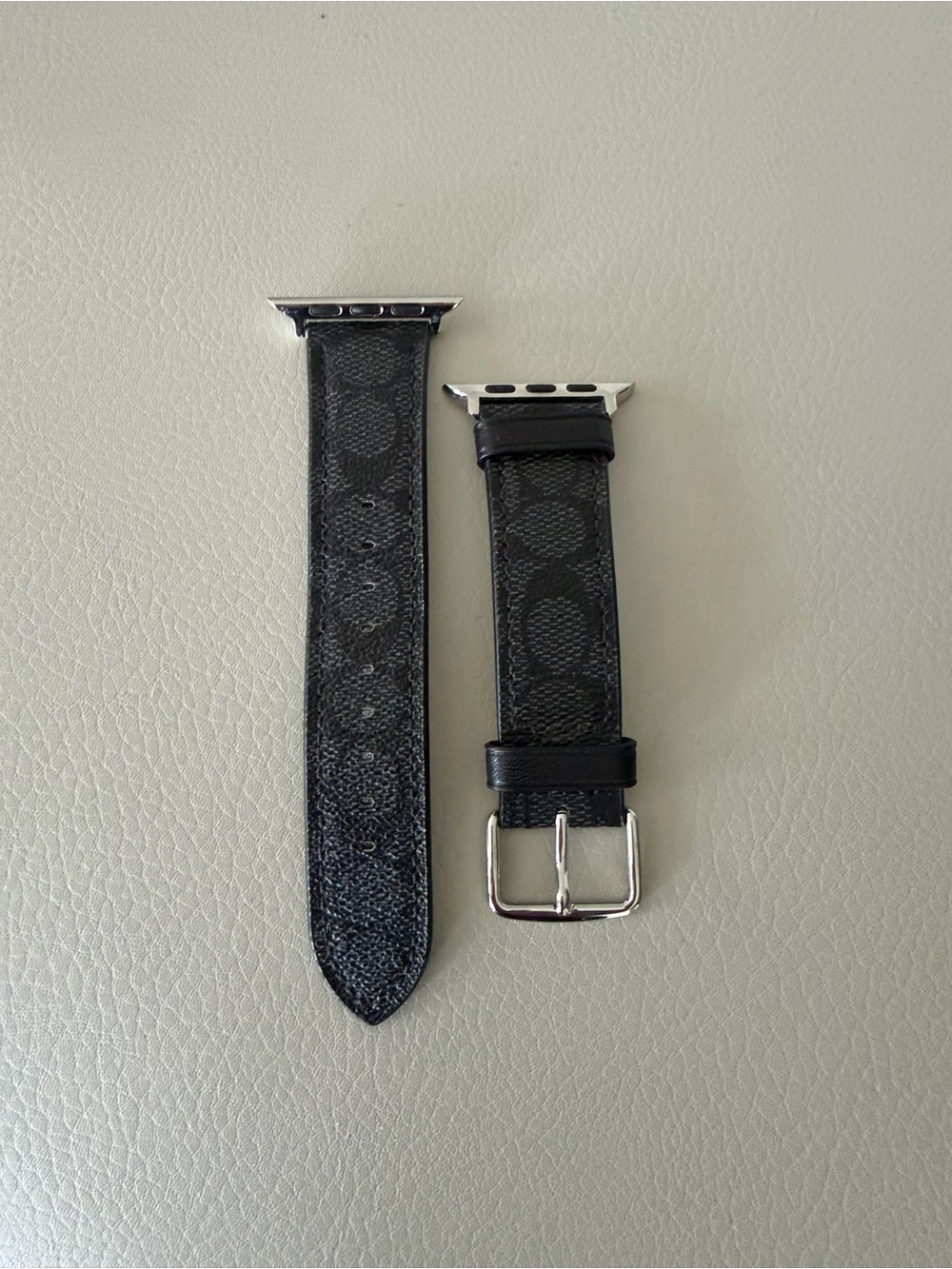 Coach- NEW Black Patterned Leather Apple Watch Band